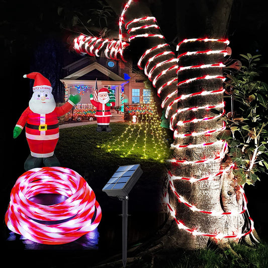 Solar outdoor Rope Lights 33ft 100LED Candy-color Waterproof Twinkle Lights for Wedding Patio Garden Christmas Halloween Party Holiday Trampoline Decoration