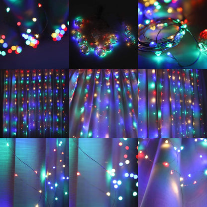 LED Fairy Curtain Light Remote Control Wall Light Hanging Lights for Party Wedding Christmas Decor Indoor Outdoor Christmas Halloween (RGB)