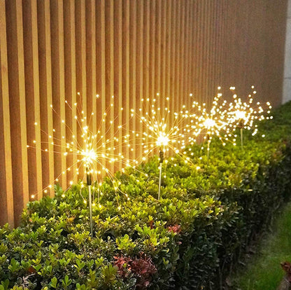 Honche Solar Outdoor Lights Fireworks Fairy Firefly String Lights Starburst Lamp Flowers Trees Patio Pathway Party Solar Garden Lights Outdoor Waterproof Christmas Decorations 2 Packs(TY-Warm White)
