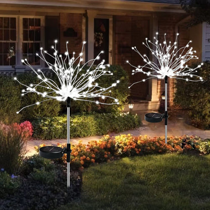 Honche Solar Outdoor Lights Fireworks Fairy Firefly String Lights Starburst Lamp Flowers Trees Patio Pathway Party Solar Garden Lights Outdoor Waterproof Christmas Decorations 2 Packs(TY-Cool White)