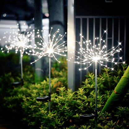 Honche Solar Outdoor Lights Fireworks Fairy Firefly String Lights Starburst Lamp Flowers Trees Patio Pathway Party Solar Garden Lights Outdoor Waterproof Christmas Decorations 2 Packs(TY-Cool White)