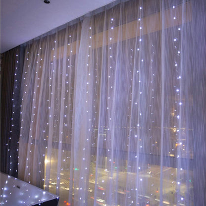 USB Curtain Lights Indoor 9.8ft 8 Modes Remote Controlled Home Window Wall Wedding Holiday Christmas Indoor Outdoor Colorful Decoration String Lights (Cool White)