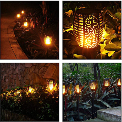 Solar Torch Light Flickering Flame Waterproof Dawn Auto On Off Outdoor Garden Landscape Decoration Path Lighting Butane Security Garden Lights IP65 - 2 Packs