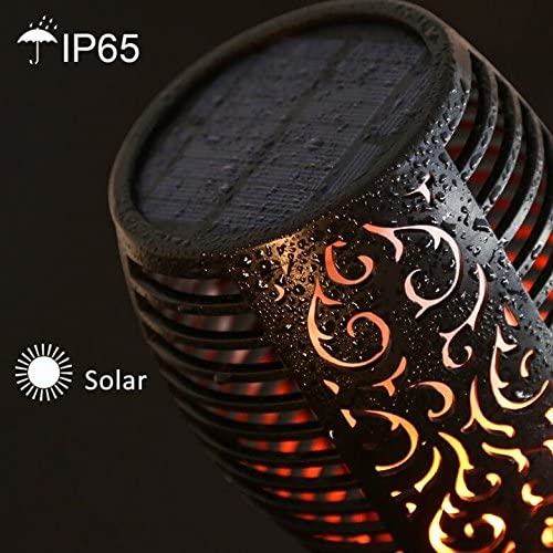 Solar Torch Light Flickering Flame Waterproof Dawn Auto On Off Outdoor Garden Landscape Decoration Path Lighting Butane Security Garden Lights IP65 - 2 Packs