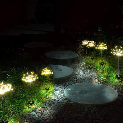 Honche Solar Outdoor Lights Fireworks Fairy Firefly String Lights Starburst Lamp Flowers Trees Patio Pathway Party Solar Garden Lights Outdoor Waterproof Christmas Decorations 2 Packs(Y-Warm White)